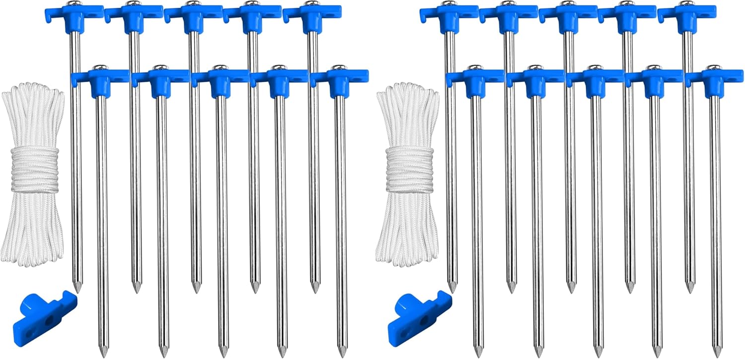 ABCCANOPY Tent Stakes 8" Camping Tent Stakes, 10pc-Pack (Blue) (Pack of 2)