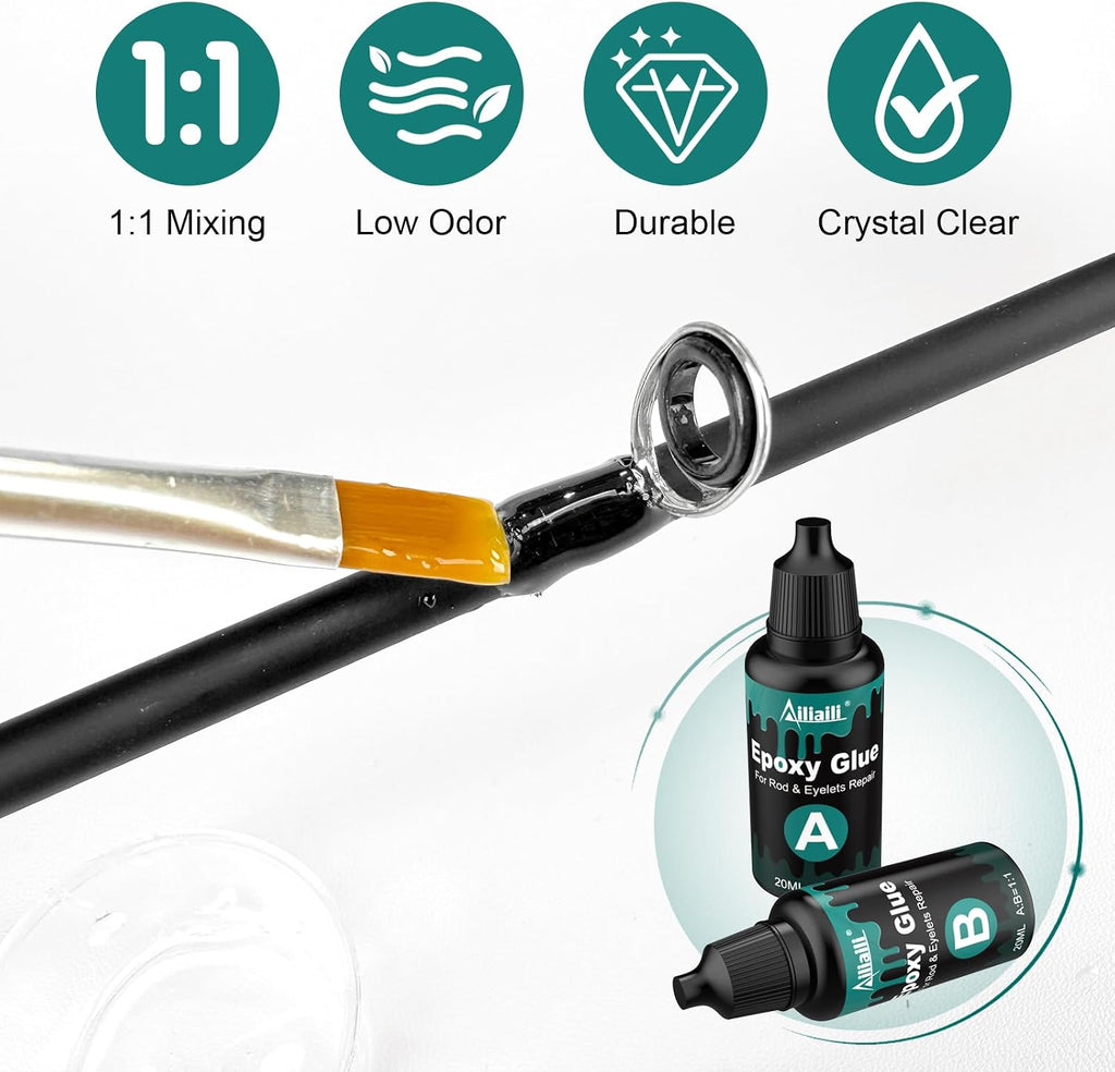 Fishing Rod Repair Kit - 3-in-1 Fishing Pole Complete Supplies Kit