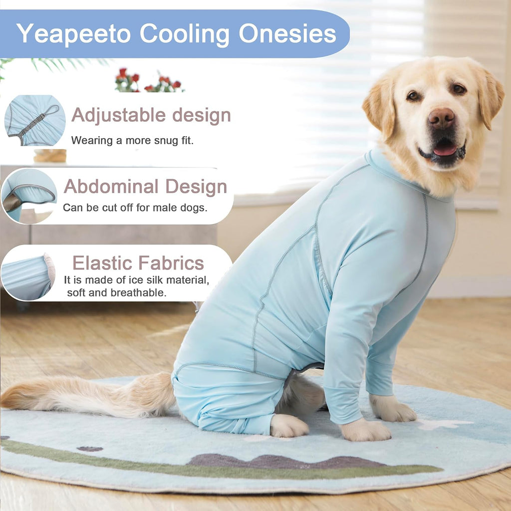 Dog Sun Protection Cooling Suit UPF 50+, Quick-Dry Breathable Jumpsuit for Large & Medium Dogs, Outdoor Dirt-Resistant Shedding Control Pet Apparel (Ice Blue, 7X-Large)