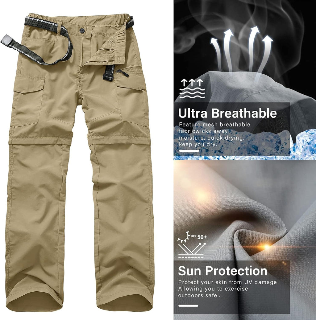 linlon Boy Scout Pants Hiking Mens Convertible Zip Off Safari Fishing