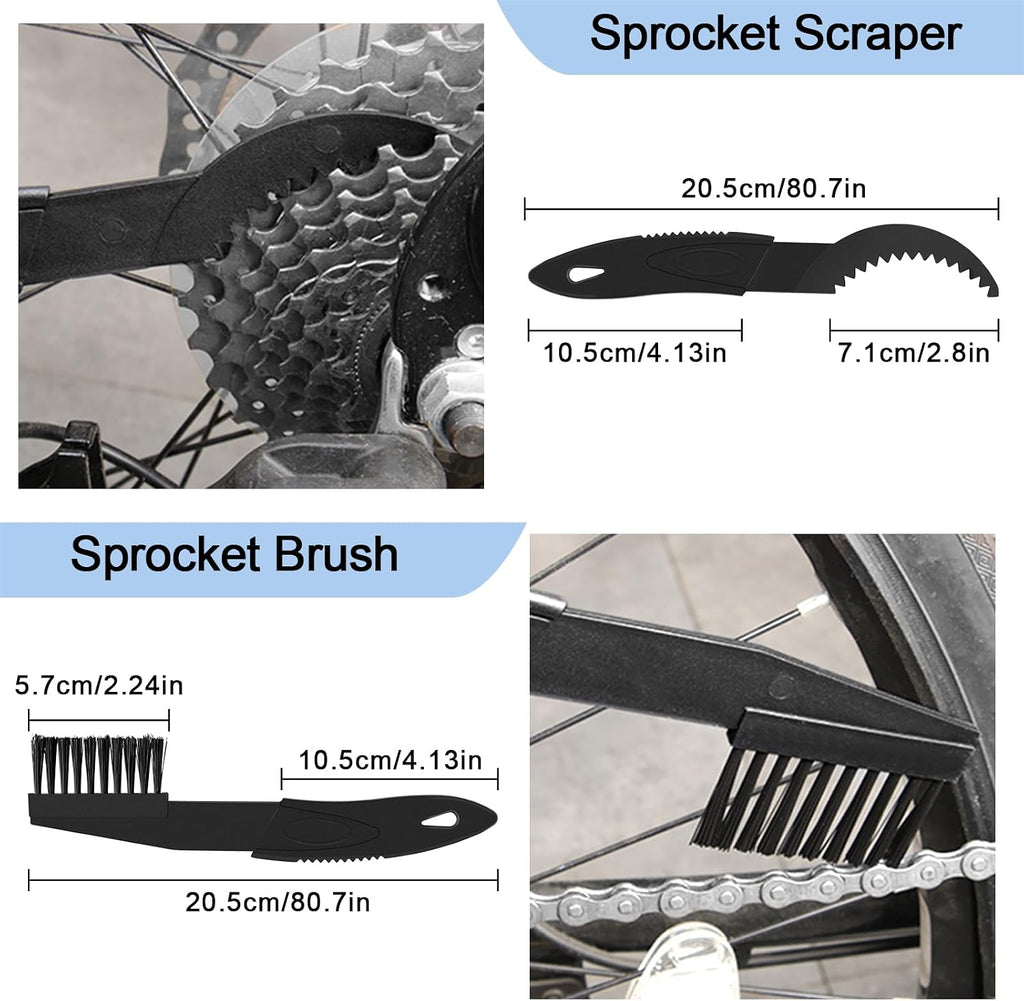 Ryaco 12PCS Bike Chain Tool Sets (2025News) 3PCS Bicycle Cleaning Brush, Bicycle Link Plier, Chain Cutter Checker, Bike Missing Links, Wrench Kits Suit for 6-12 Speed Chain, Road Mountain Sports Bike