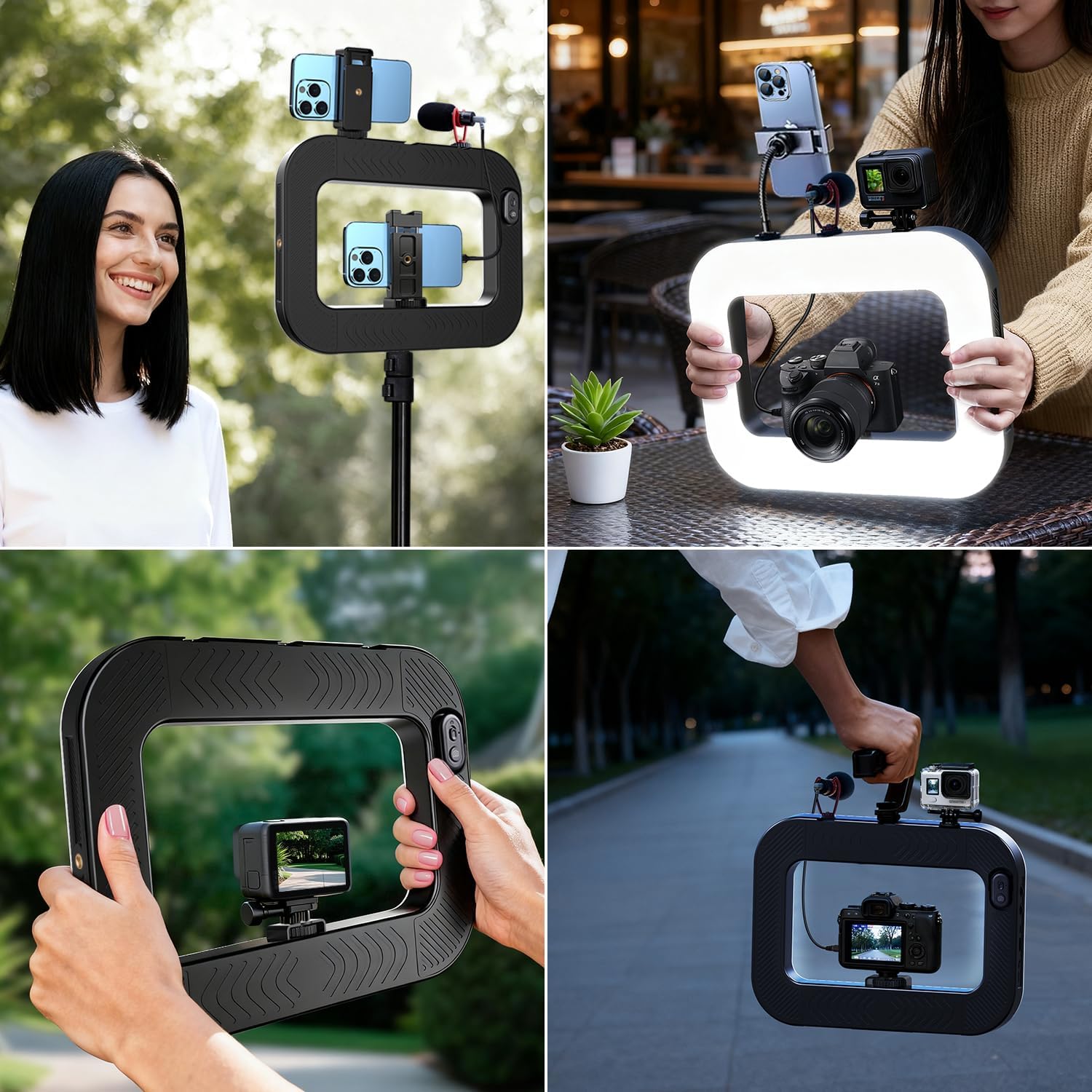yAyusi Cell Phone Light for Video Recording, Handheld Phone Stabilizer with Light, 8000mAh LED Selfie Phones Ring Light with Phones Holder, Smartphone Video Rig for Camera, Action Camera, Vlog, TikTok