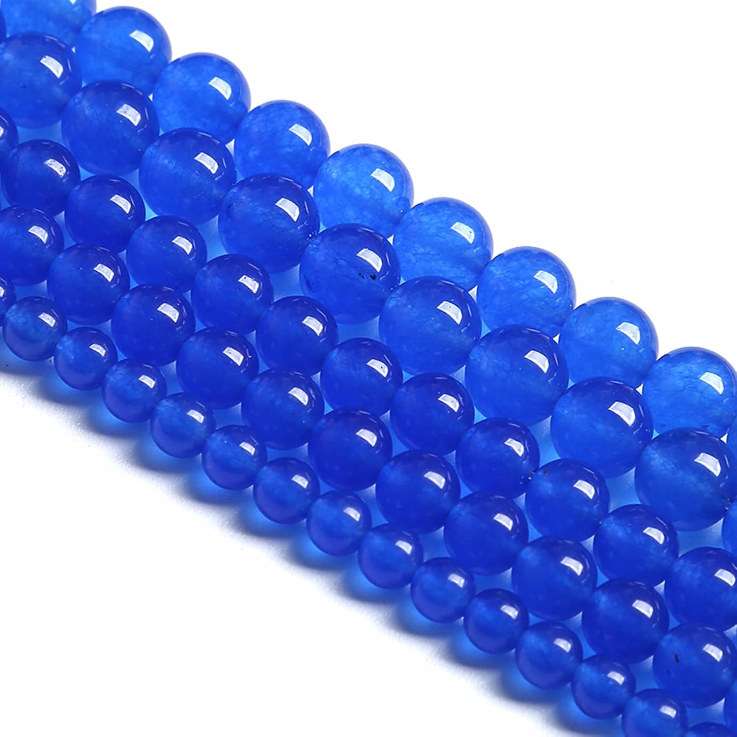75PCS 10MM Deep Blue Chalcedony Natural Stone Loose Beads for Jewelry Making DIY Bracelet