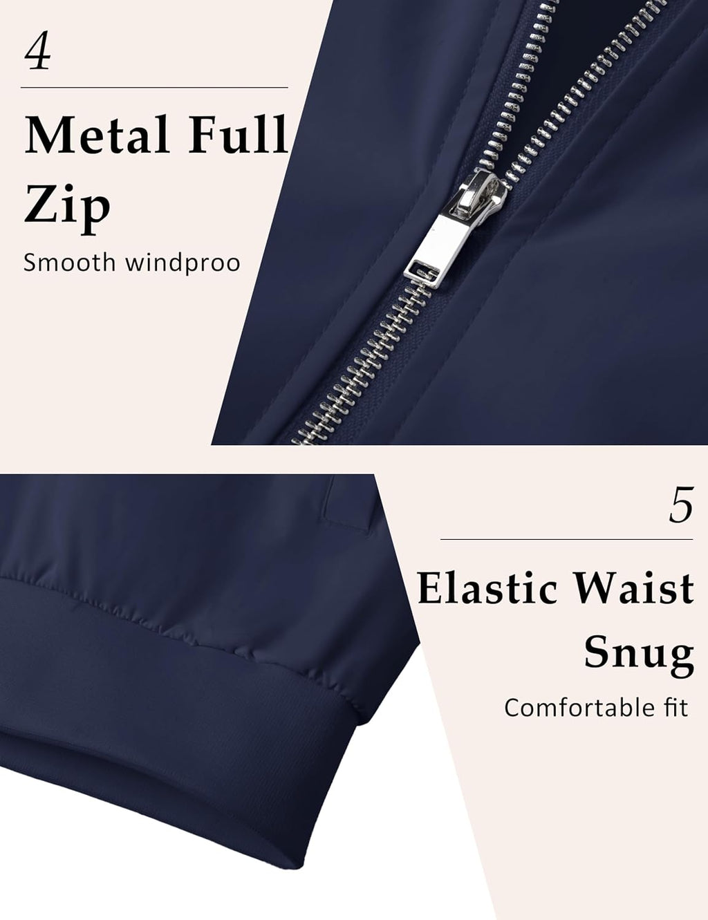 MAGCOMSEN Bomber Jacket Men Lightweight Jackets for Men Full Zip Up Bomber Light Coat with Pocket Casual Jacket Navy,M