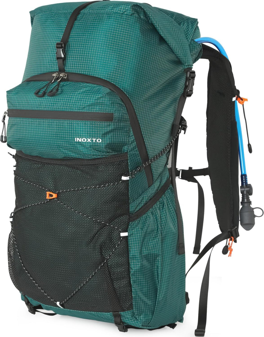 IX INOXTO Hiking Backpack for Men and Women, 30L Waterproof Camping Backpack with 3L Water Bladder and Rain Cover, Lightweight Outdoor Sport Travel Daypack Rucksack for Climbing Cycling (Dark green)