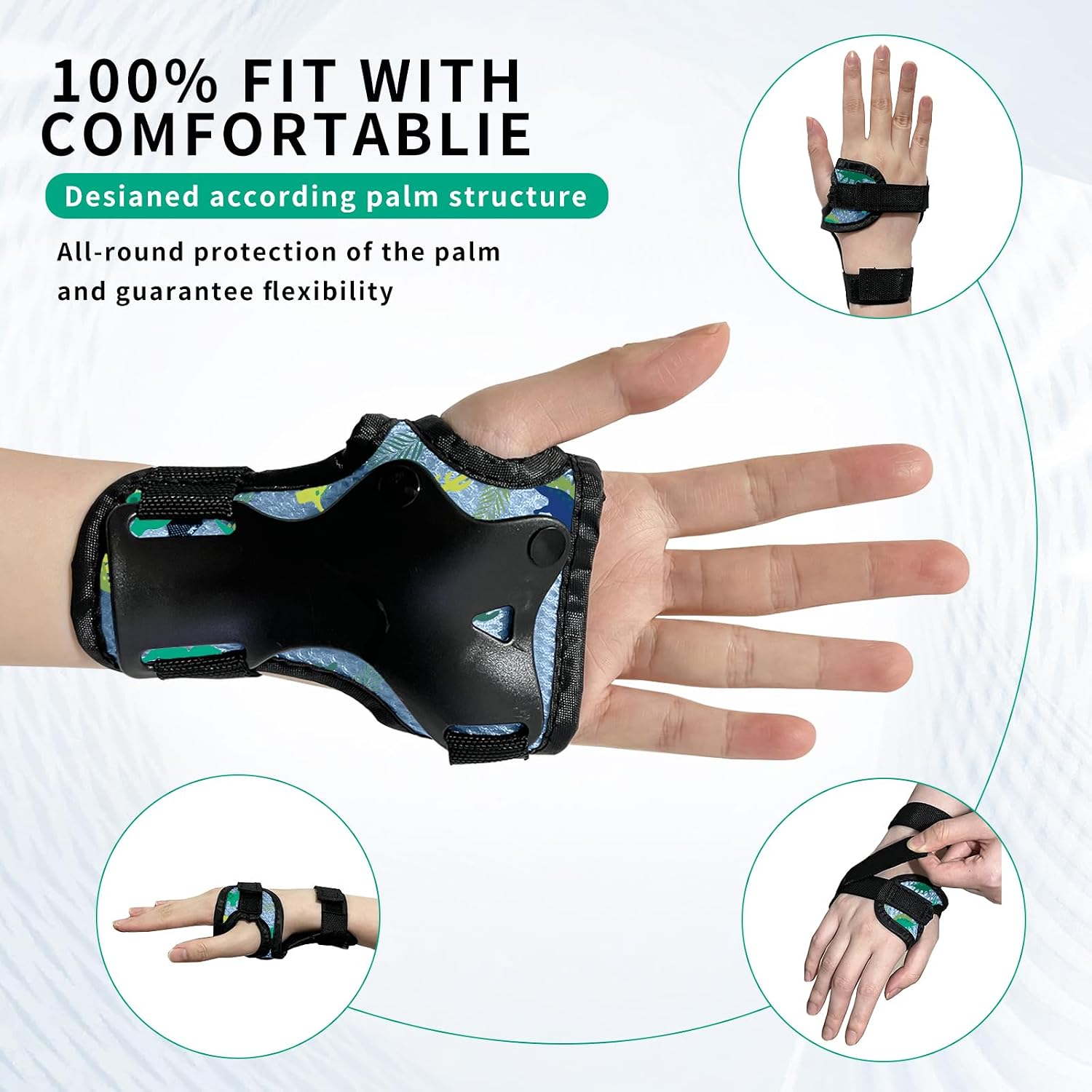 Skateboard Pads for Kids,Elbow Pads and Wrist Guards Protective Gear,Strong Double Straps&Adjustable Easy-Fix Clips for Skateboarding,Rollerblading,Scooters,Bicycle