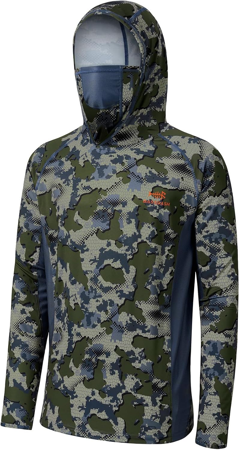 BASSDASH Men's UPF 50+ Camo Long Sleeve Hunting Fishing Hoodie Shirt