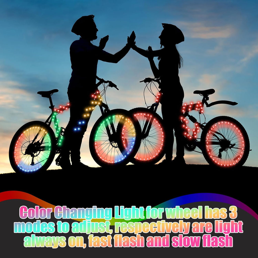 Woanger 3 Pcs LED Bike Lights for Night Riding Bicycle Frame and Wheel Lights Battery Powered Bike Accessories Gifts for Adults Riding at Night