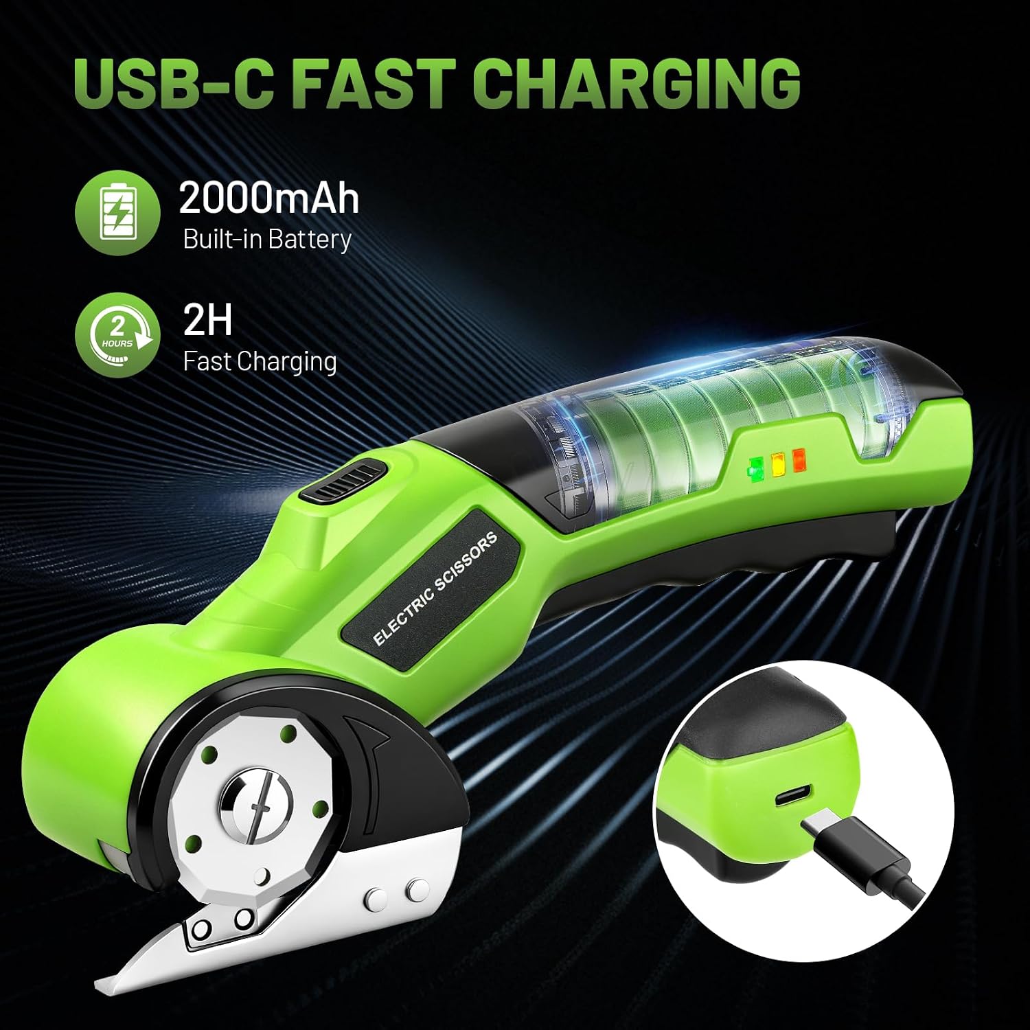 Cordless Electric Scissors, 4V Rechargeable Rotary Cardboard Cutter