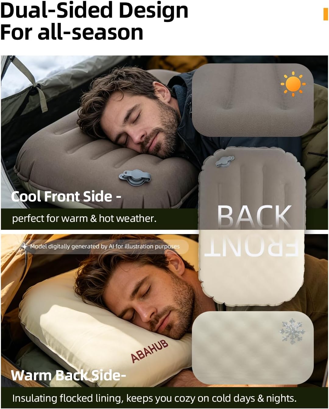 Abahub Ultralight Inflatable Camping Pillow with Memory Foam