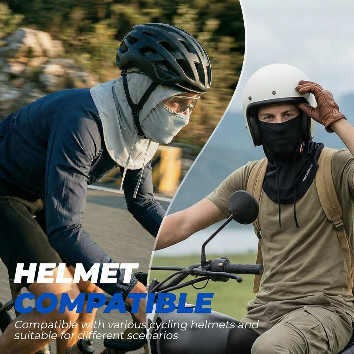 ROCKBROS Cooling Balaclava Face Mask 3 in 1 Full Face Mask for Summer with Ear Loops Neck Gaiter Sun UV Protection