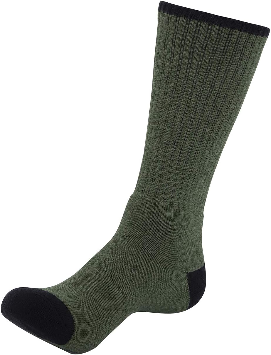 KONY Men's Cotton Hiking Work Boot Crew Socks Full Cushion 5 Pairs