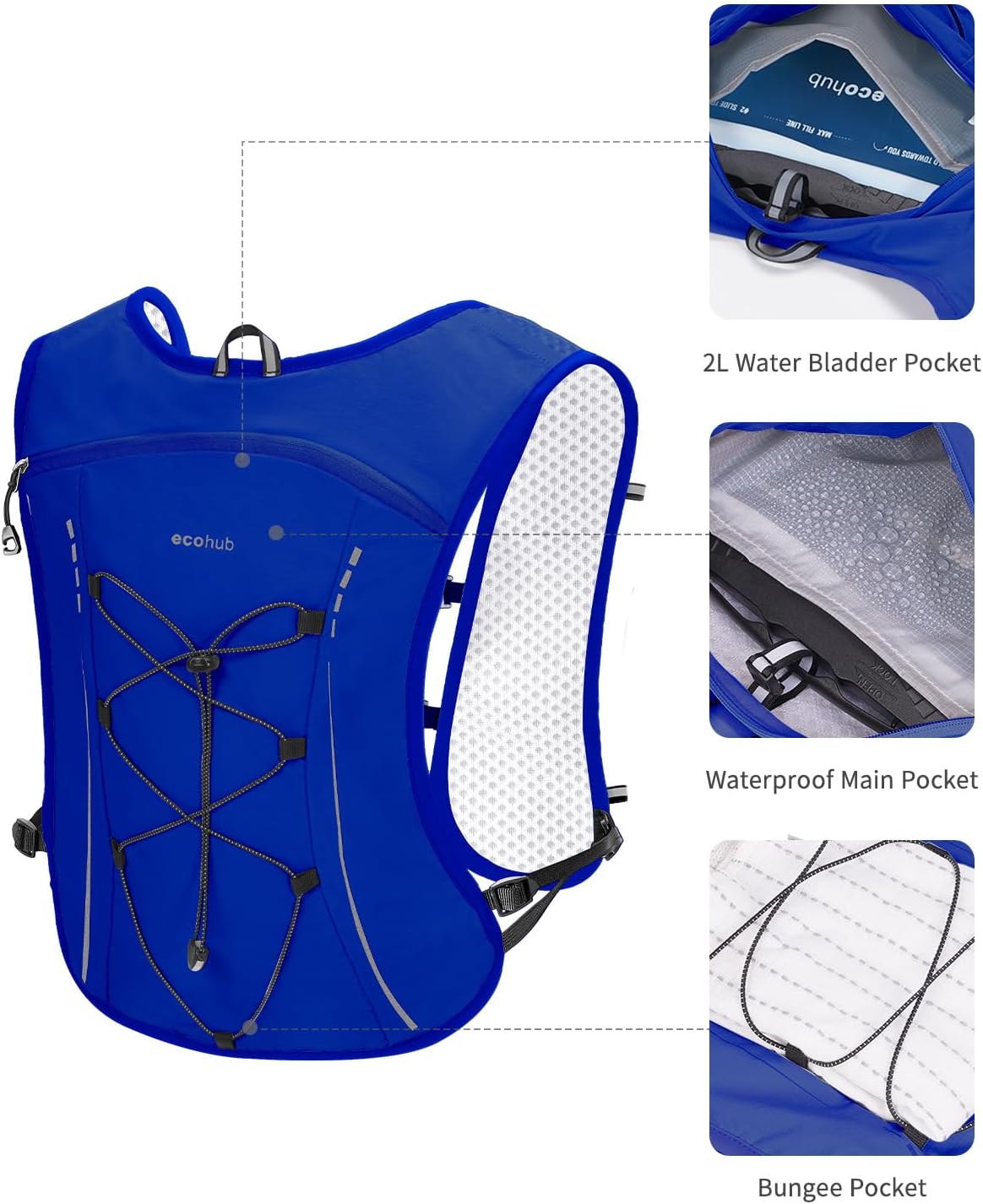 ECOHUB Lightweight Hydration Vest Water Backpack with 2L Water Bladder