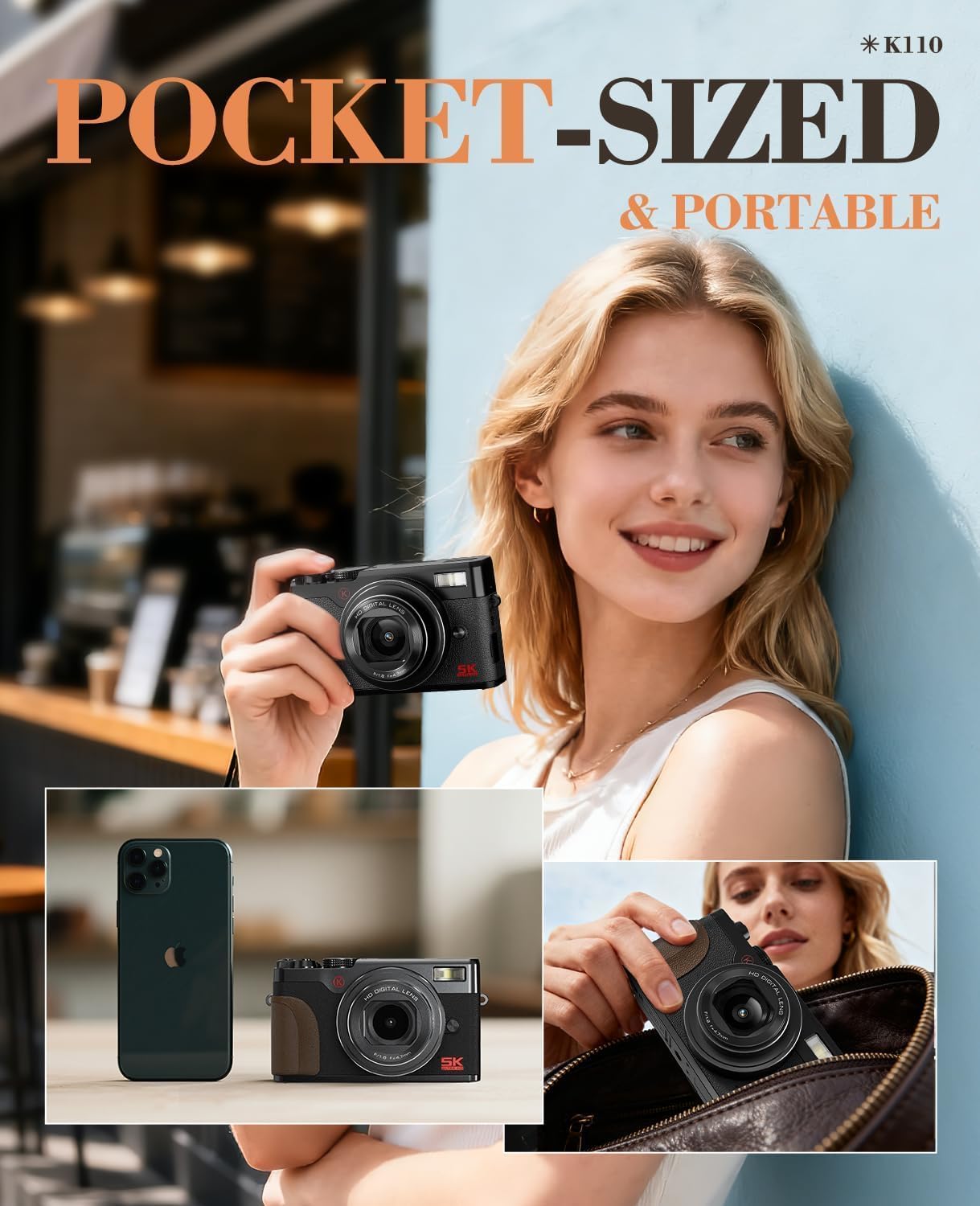 5K 64MP Digital Camera for Photography & YouTube Vlogging - 18X Zoom UHD Autofocus Video Camera with 3" 180° Flip Screen, 64GB TF Card & 2 Batteries - Compact Travel