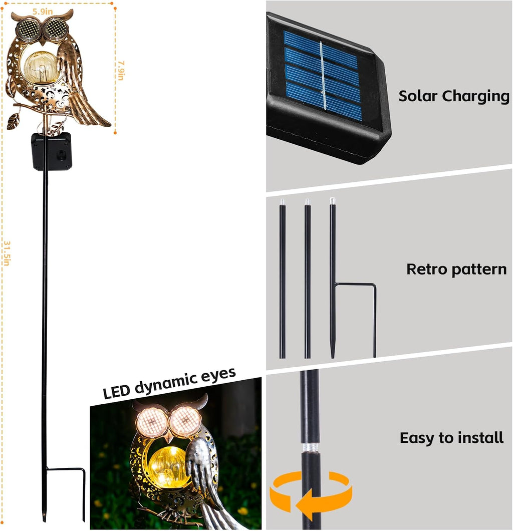SRNPMIU Solar Lights Outdoor Decor, Solar Owl Yard Decorations Outdoor