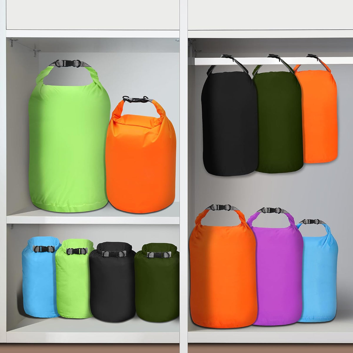 Desoto Waterproof Dry Bag 2 packs, 2L/5L/10L/20L/40L/70L Dry Sack Lightweight Portable, Dry Storage Bag to Keep Gear Dry Clean for Kayaking, Gym, Hiking, Swimming, Camping