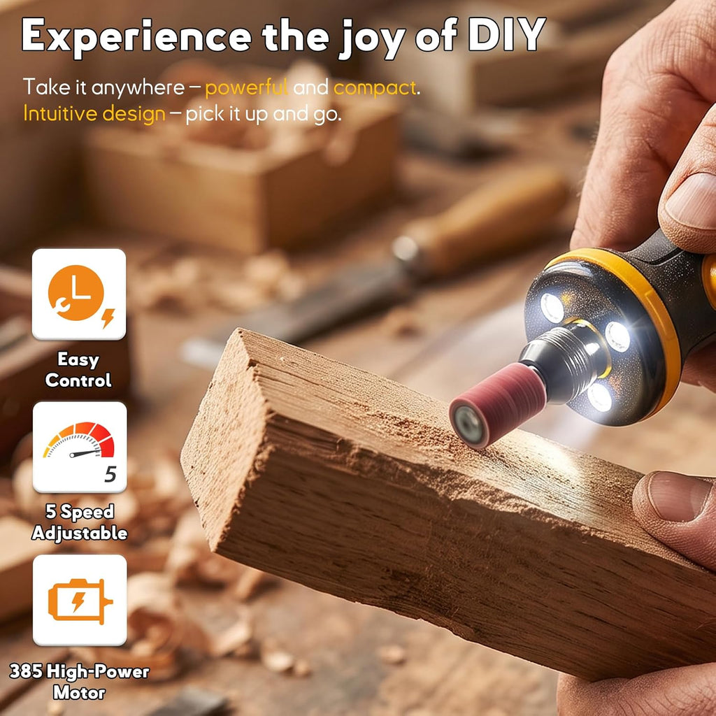 7.2V Mini Cordless Rotary Tool, 59 Attachments for DIY Crafts