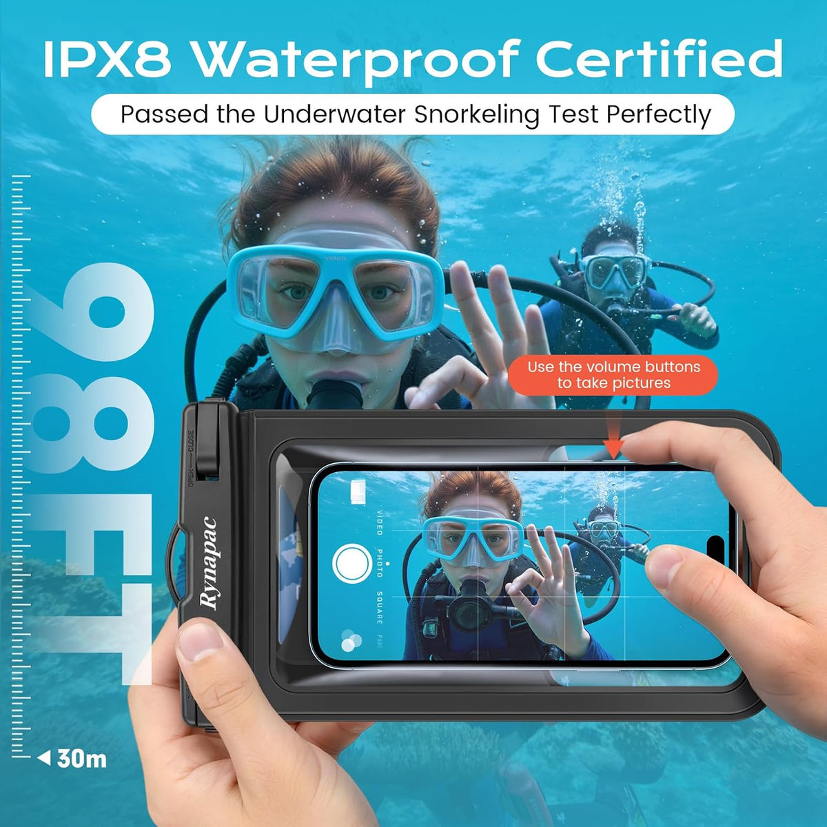 Rynapac Waterproof Phone Pouch 2 Pack, Waterproof Phone Case, [Up to 8.5'']