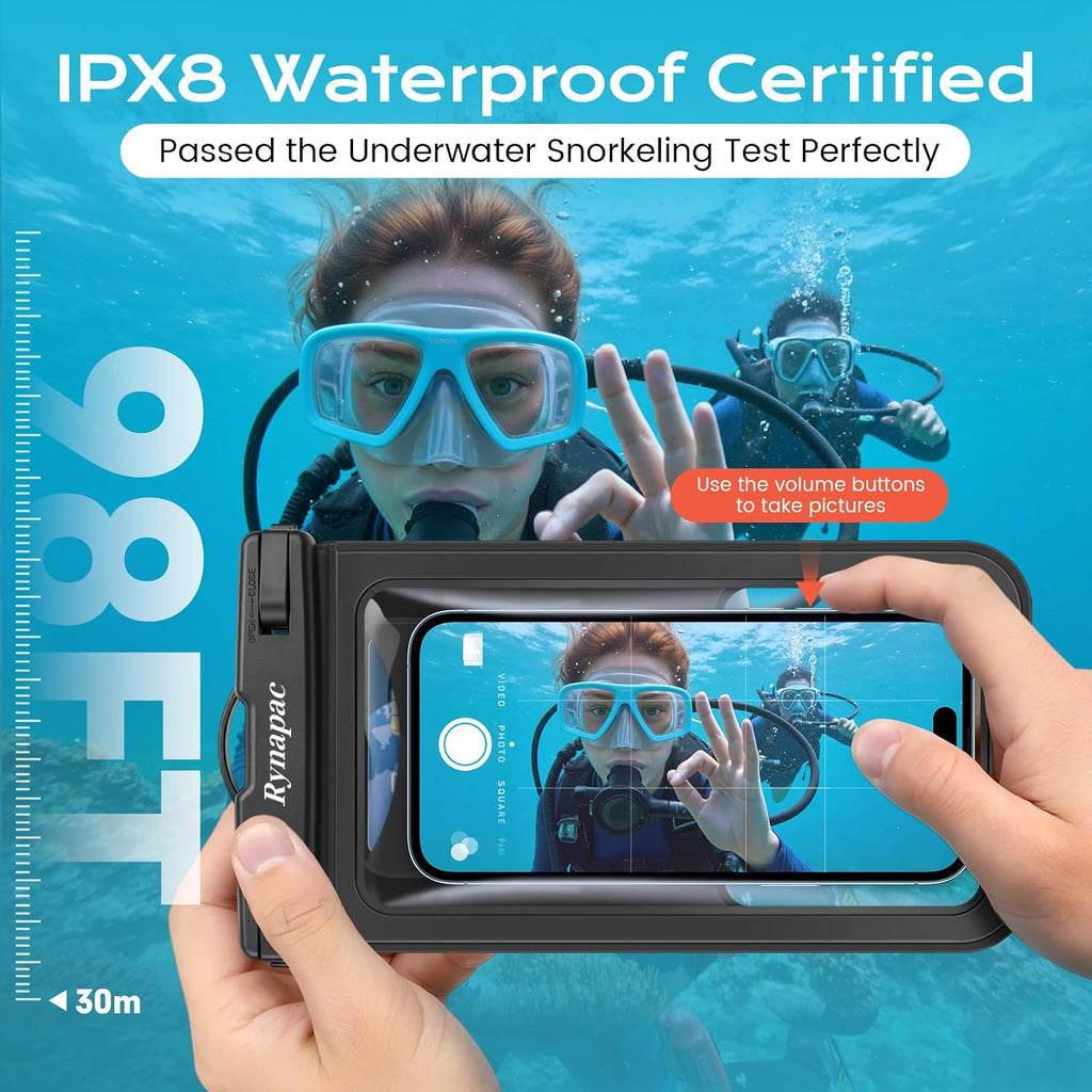 Rynapac Waterproof Phone Pouch 2 Pack, Waterproof Phone Case, [Up to 8.5'']