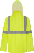 TCCFCCT High Vis Rain Jacket Rain Suits for Men Waterproof, Hi Vis Rain Coat for Men Women with Hood, High Visibility Rain Gear for Safety Work, Reflective raincoat for Outdoors, S-M Yellow NP