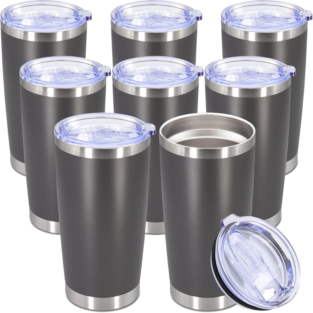 20oz Tumbler Stainless Steel Tumbler Coffee Tumbler with Lid Grey, 8P