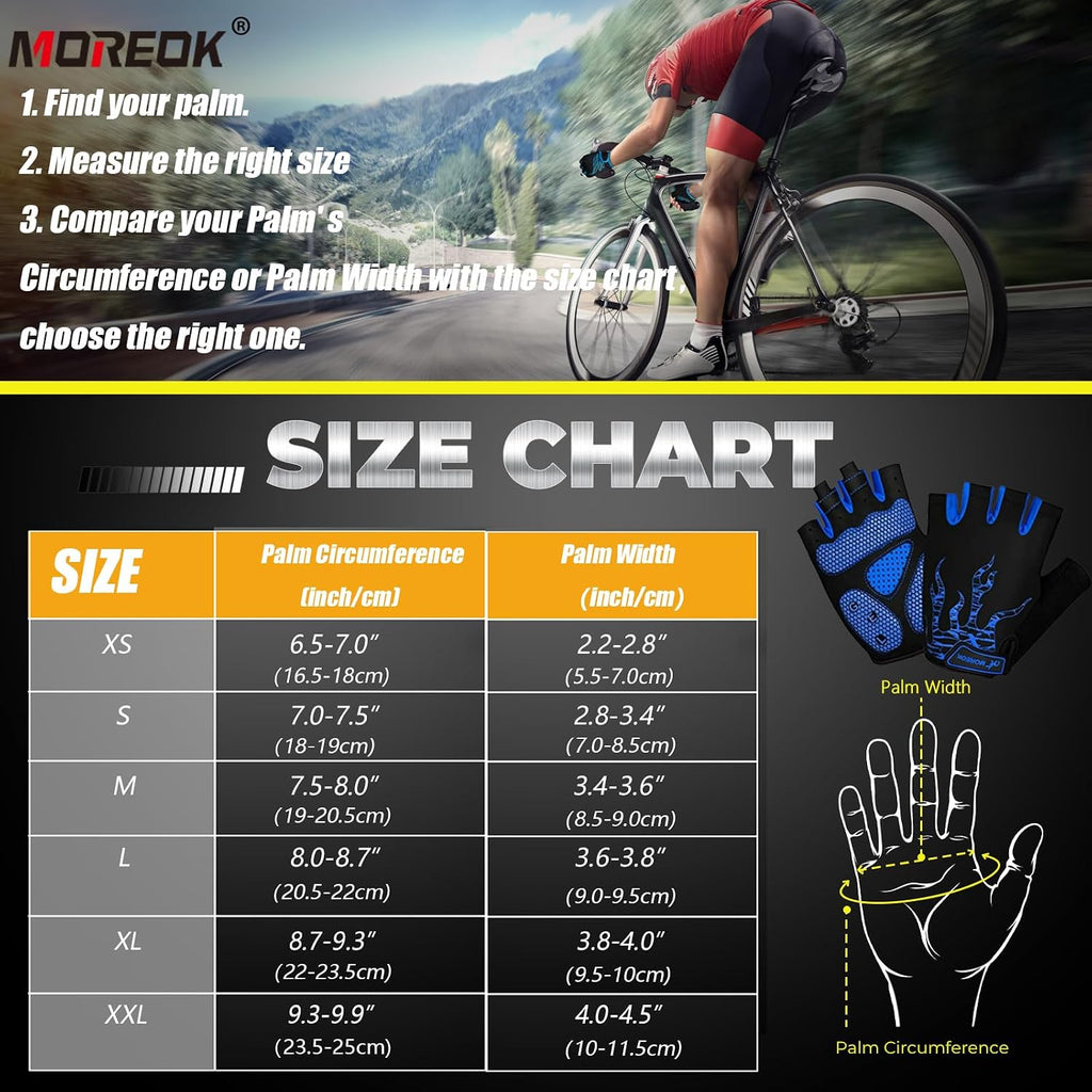 MOREOK Cycling Gloves Bike Bicycle Gloves, Half Finger 5MM Gel Anti-Slip