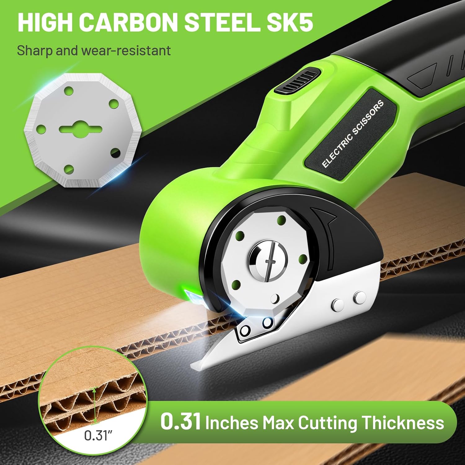 Cordless Electric Scissors, 4V Rechargeable Rotary Cardboard Cutter