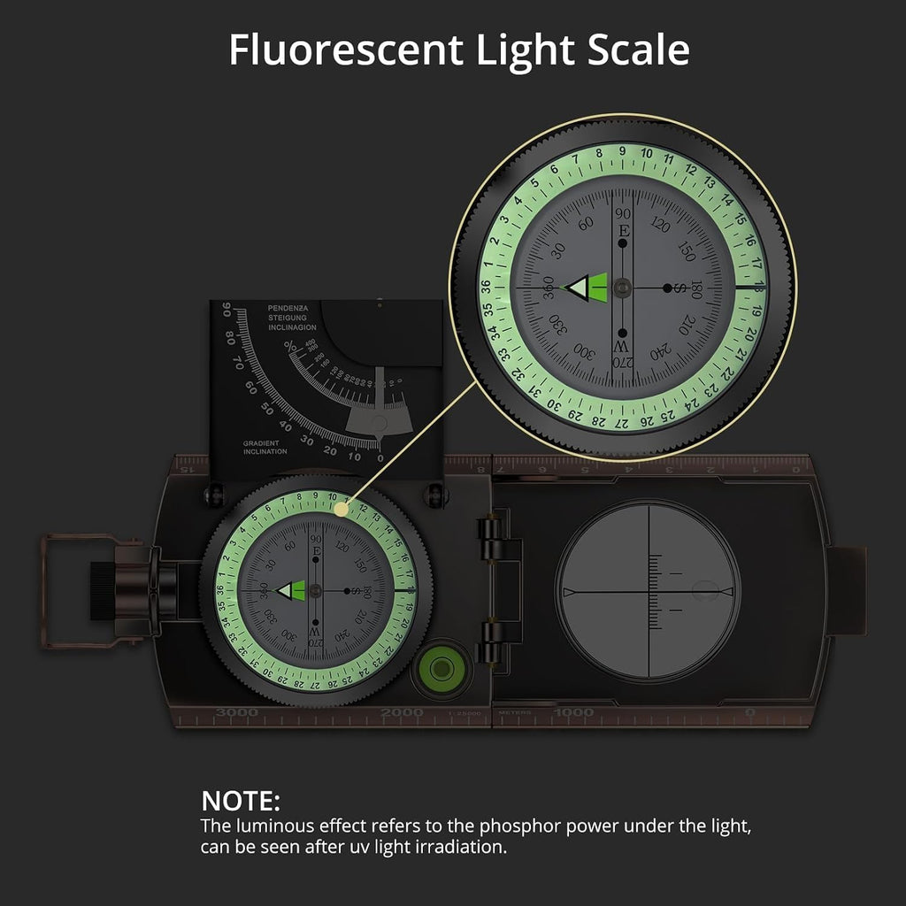 Anbte Hiking Compass, IP65 Waterproof Metal Compass for Camping Navigation
