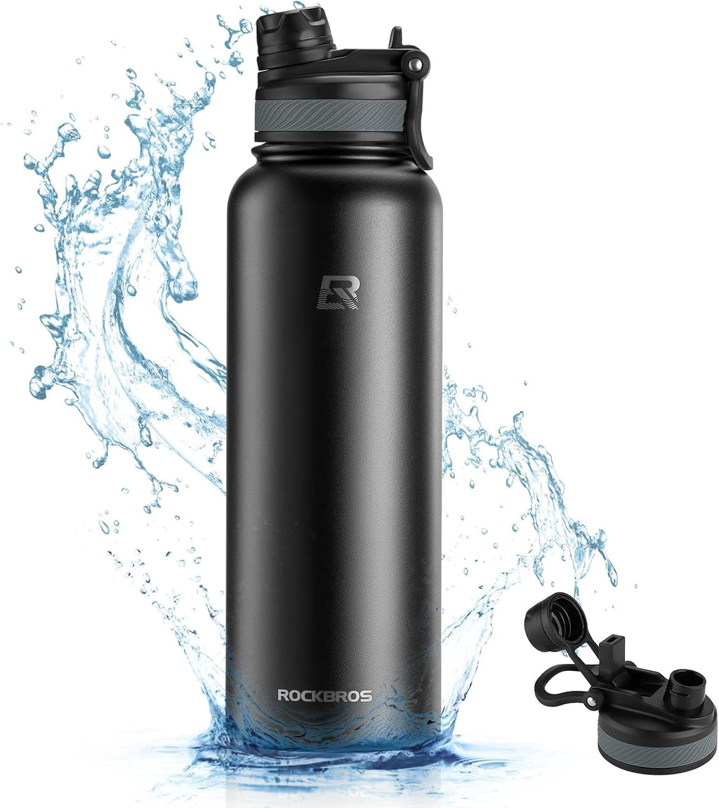 ROCKBROS Insulated Water Bottle with Straw, Stainless Steel Sports Bottle