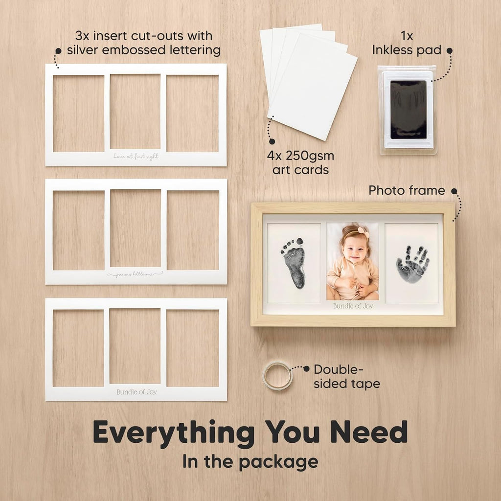 Inkless Hand and Footprint Kit, Boy Girl Newborn Keepsake (Ash Wood)
