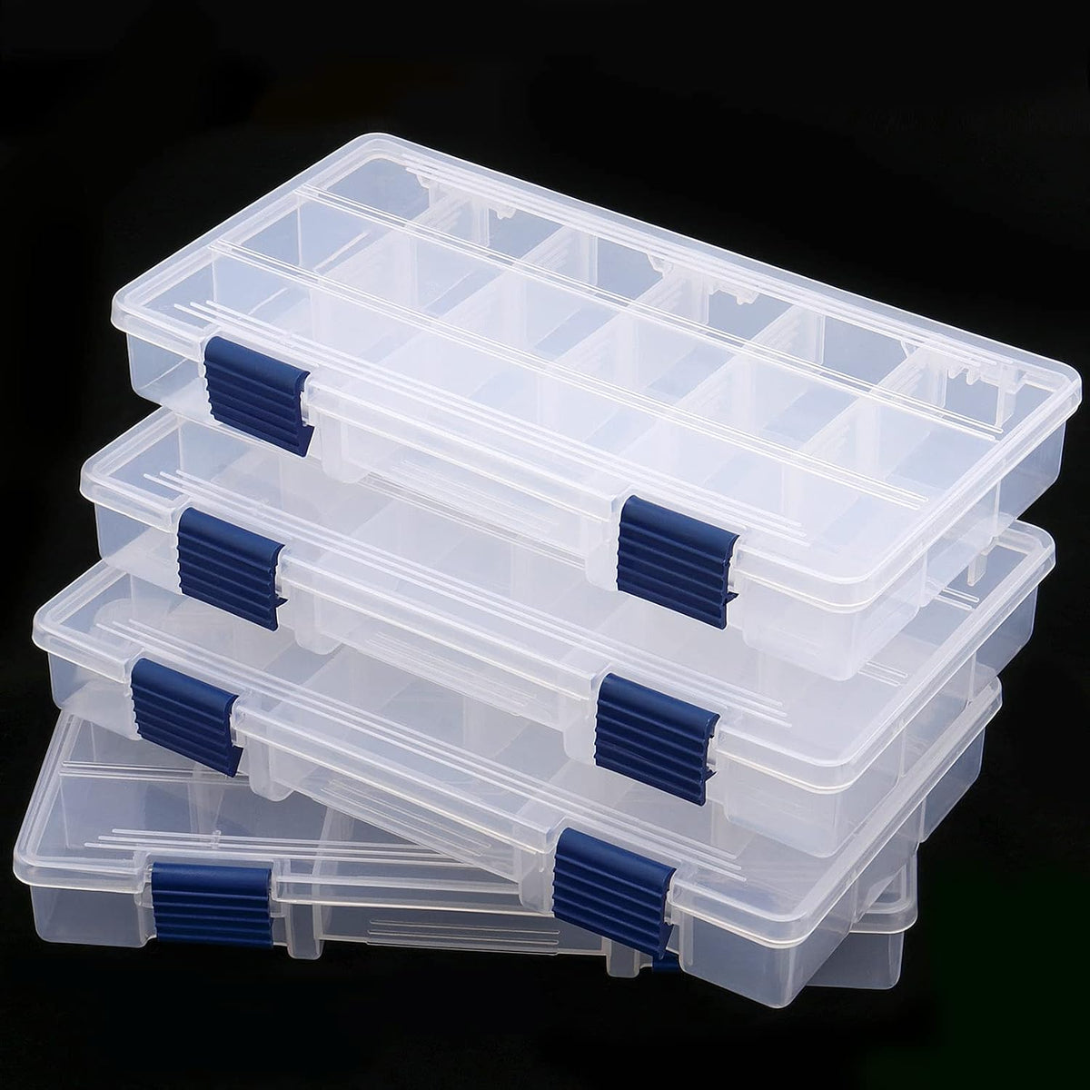 SINJEUN 4 Layers Fishing Tackle Box, Portable Fishing Tackle Storage Box, Fresh Water and Salt Water Tackle Box Kit Organizer for Fishing Accessories, 110 lbs Load Capacity