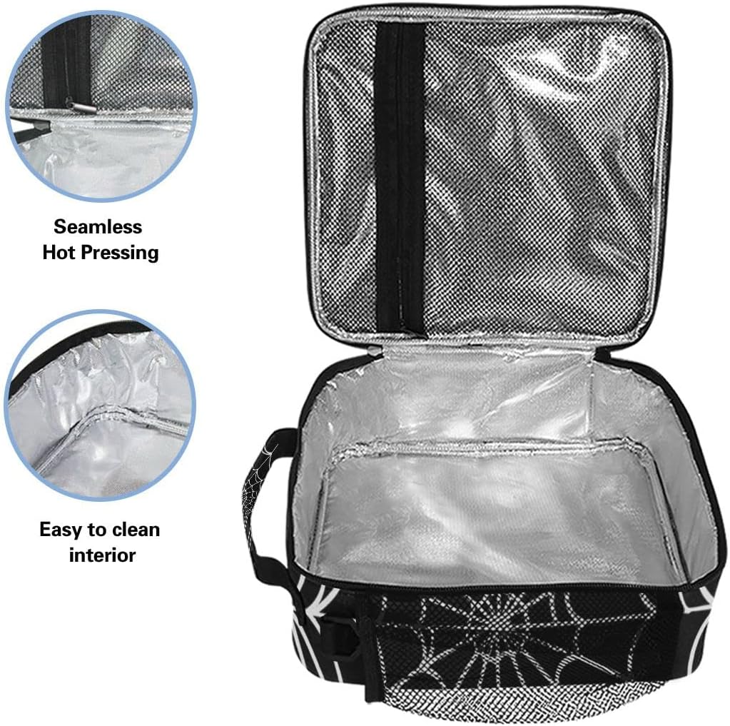 Goth Spider Web Lunch Box Insulated Lunch Bag Cooler Tote Bag