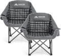 Oversized 2 Pack Camping Chairs, Padded Camping Chair Support 450LBS, Grey