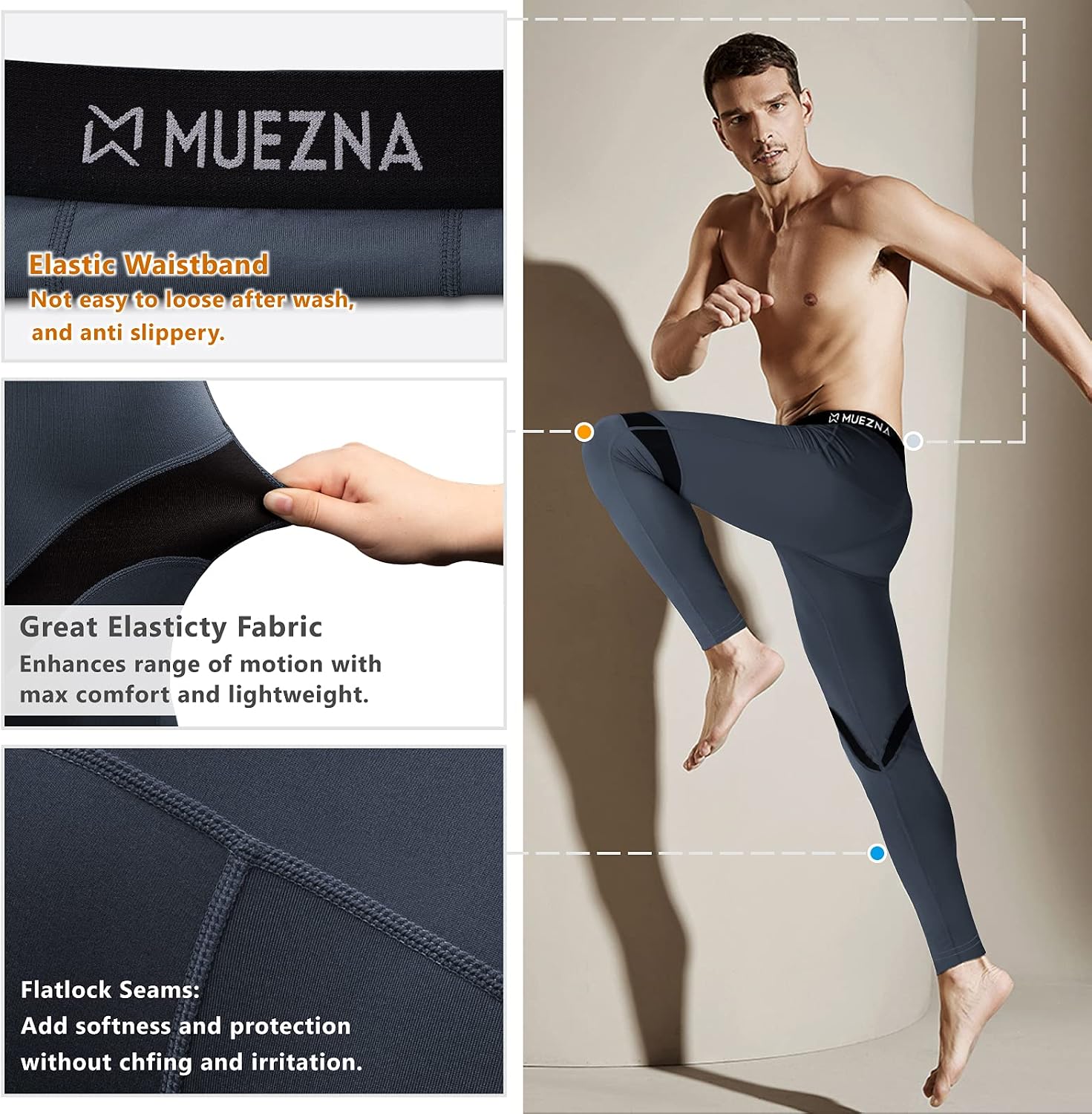 Muezna Men's Thermal Top and Bottom Set Underwear Long Johns Base Layer