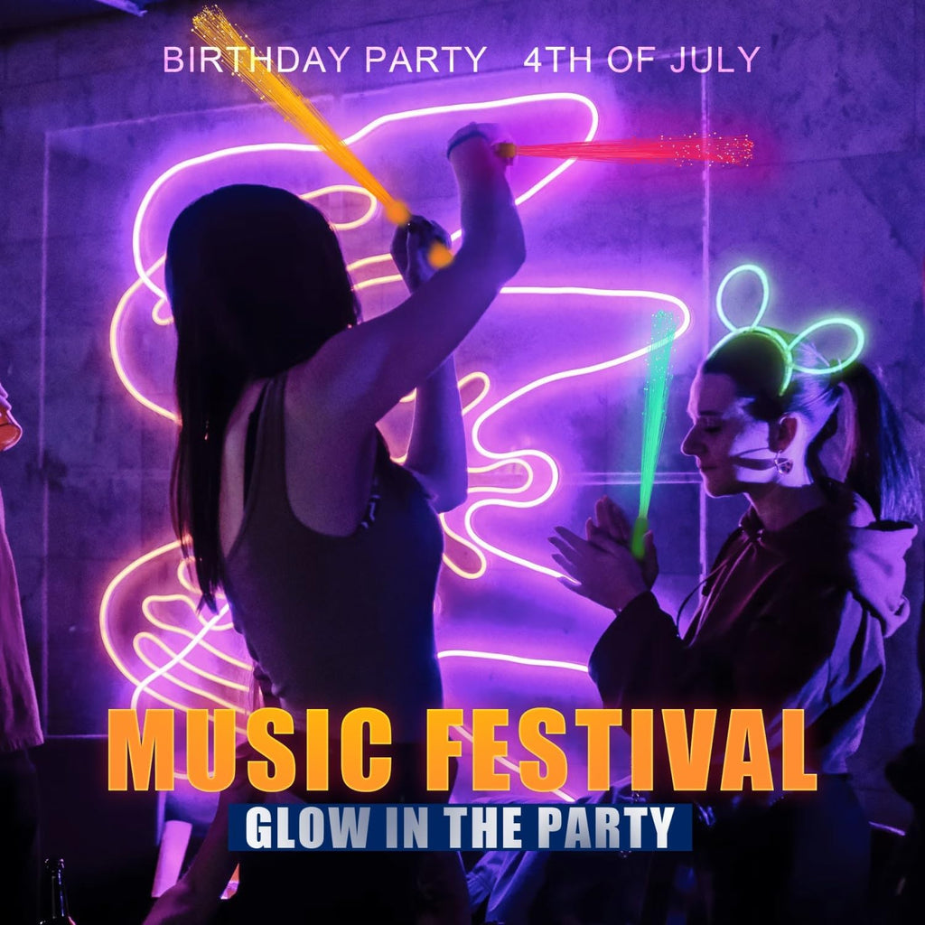 48 PCS Glow Fiber Wands Sticks LED Light Wands 3 Modes Flashing Fiber Optic Light Rod Bulk Fiber Optic Wands for Mardi Gras Halloween Christmas Bar Birthday Wedding Party Supplies