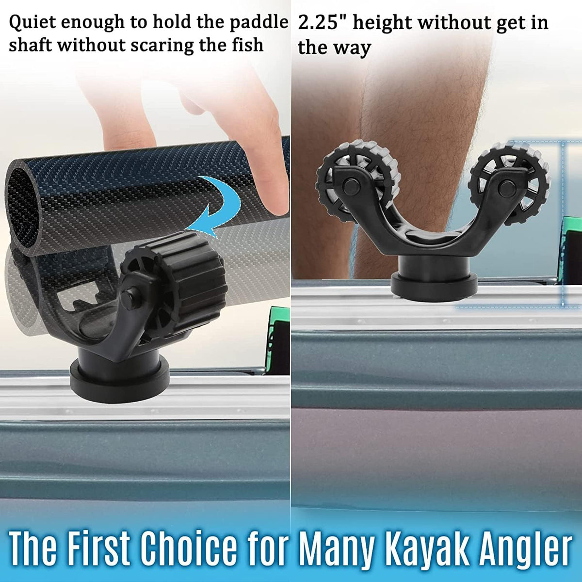 Kayak Paddle Holder, Kayak Accessories Track Mount for Kayak Paddles, Kayak Fishing Accessories - Kayak Oar Holder Track Mount for Fast and Quiet Holding Standard Kayak Paddle, 2 Pack, Black