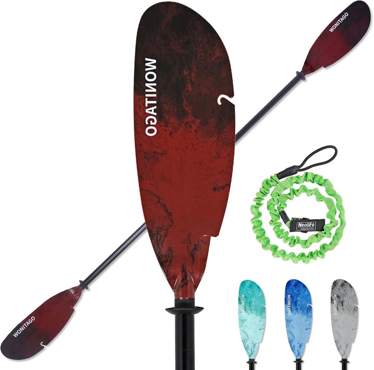 Angler Kayak Paddle Adjustable Fishing Kayak Oar with Paddle Leash