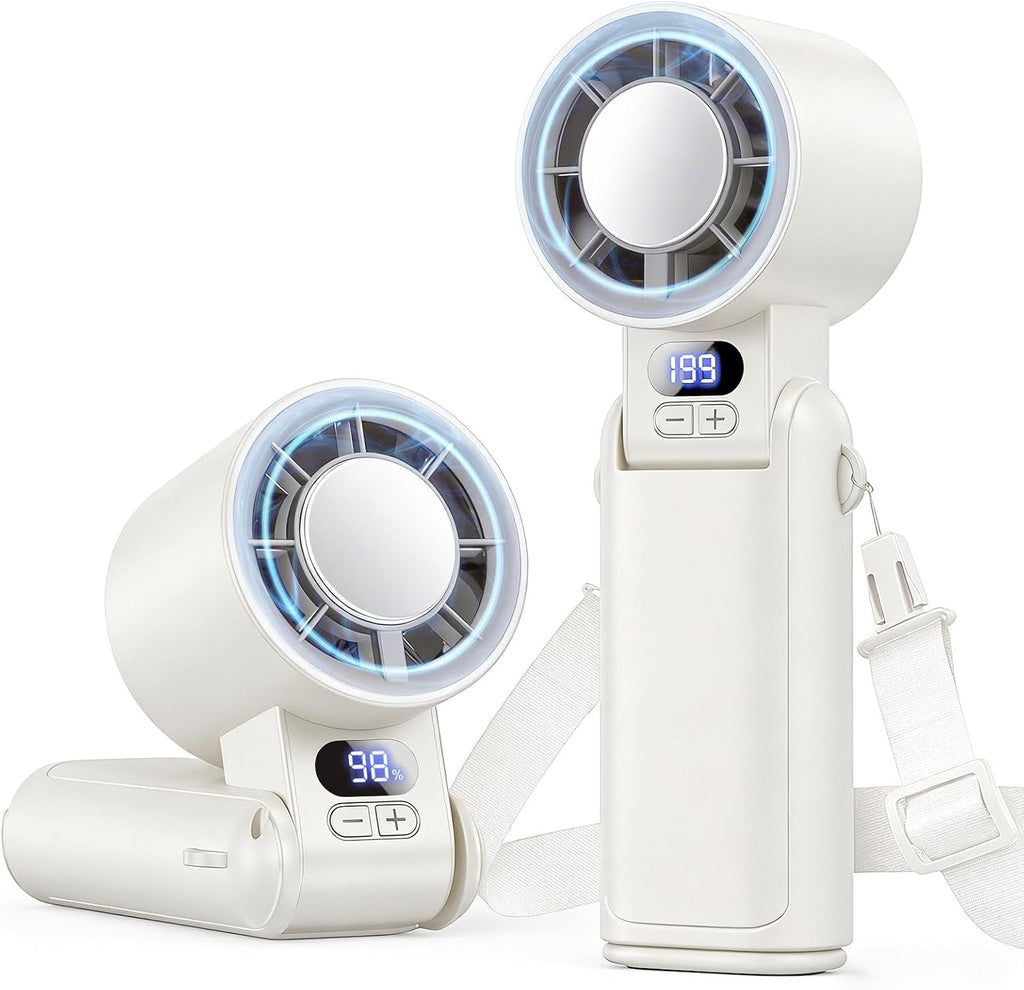 Portable Handheld Turbo Fan, 1-199 Speed Adjustable, White