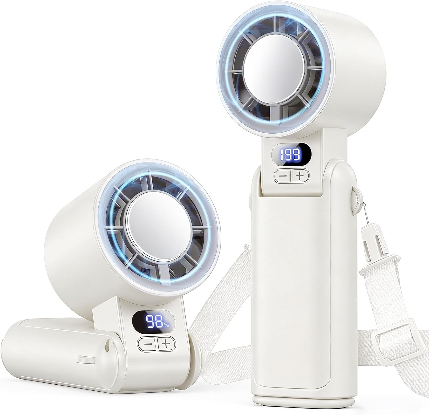 Portable Handheld Turbo Fan, 1-199 Speed Adjustable, White