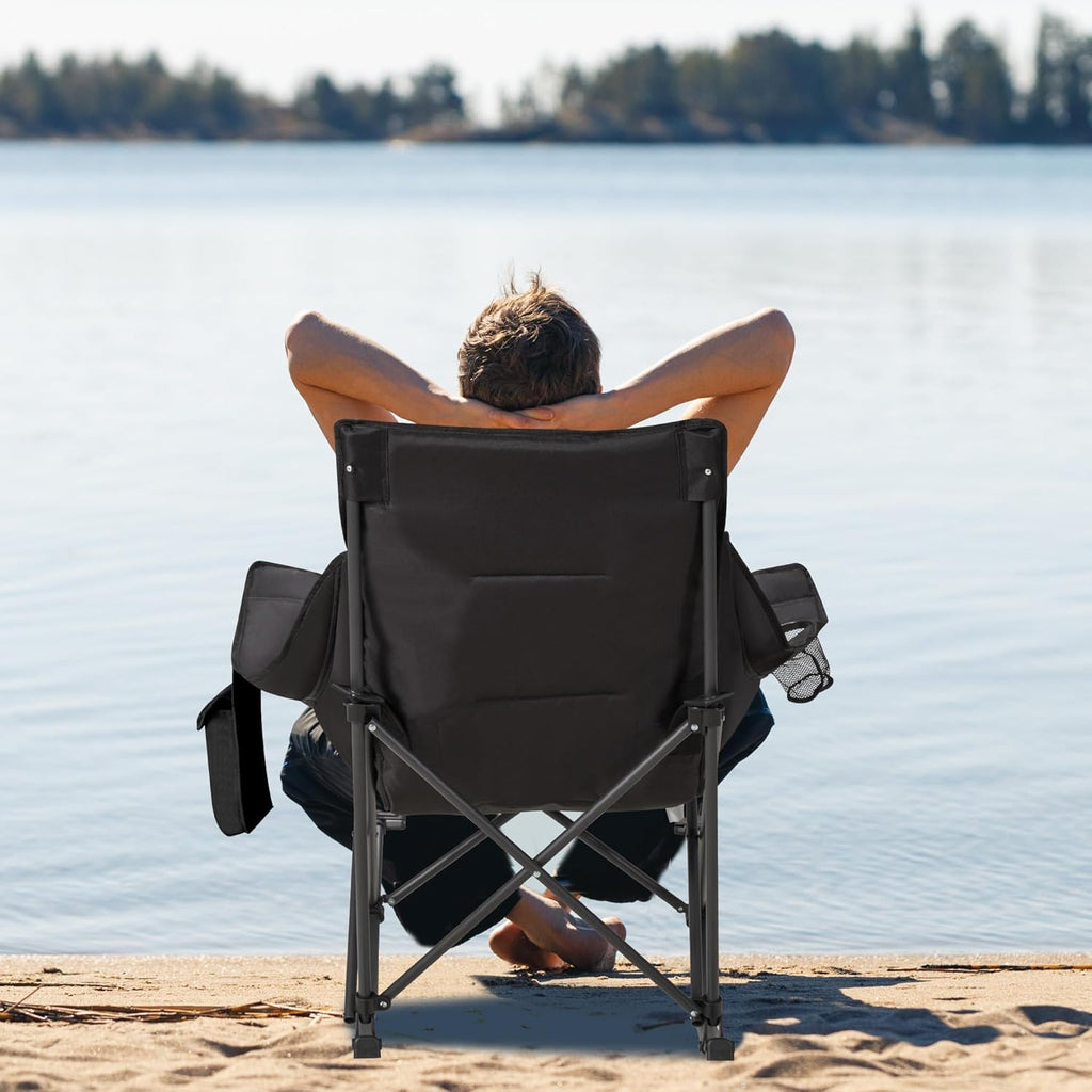 Unisakey Oversize Foldable Rocking Camping Chair300lbs Capacity,Deep Gray