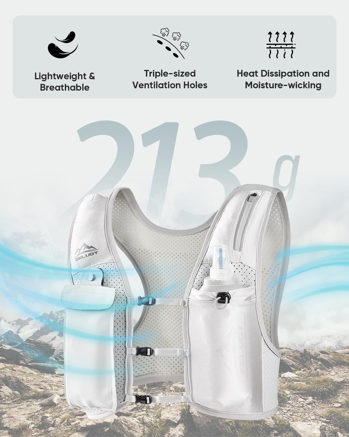 Zelvot Running Vest for Women Men, Touchscreen Phone Pocket