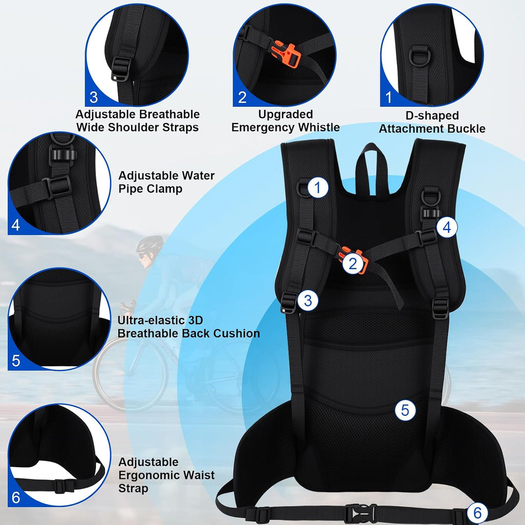 Insulated Hydration Backpack with 3L Water Bladder - 18L Leak-Proof Hiking Daypack, Lightweight Water Backpack for Men & Women, Gear for Trail Running, Cycling, Rave Festivals & Outdoor Sports