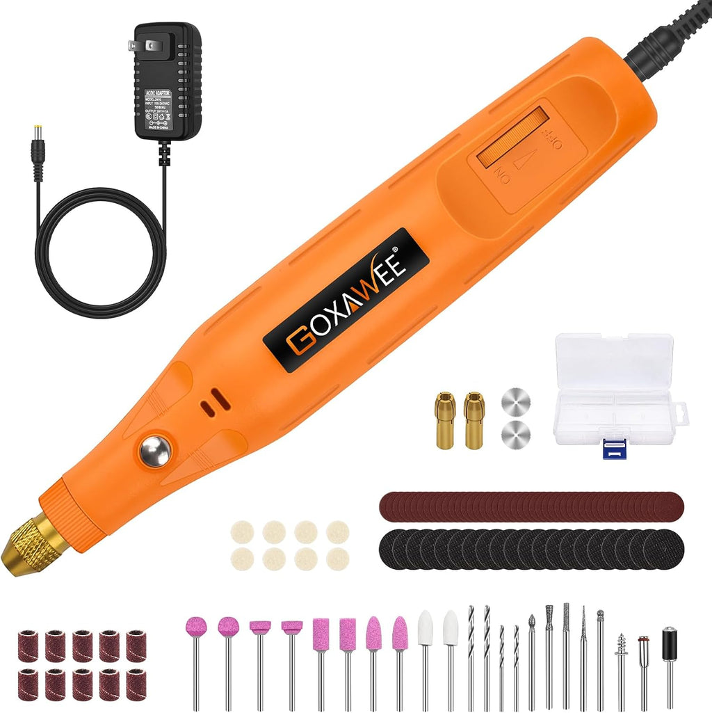 GOXAWEE Mini Corded Rotary Tool Kit, 105Pcs Electric Small Grinder Set