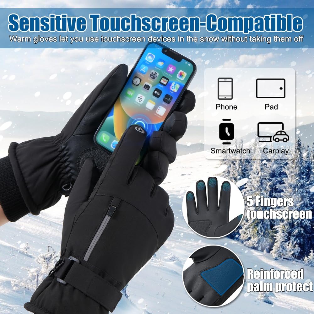 Winter Gloves for Men Women -30℉ Cold Weather Gloves Warm Waterproof Gloves Skiing Snow Glove Thermal Gloves