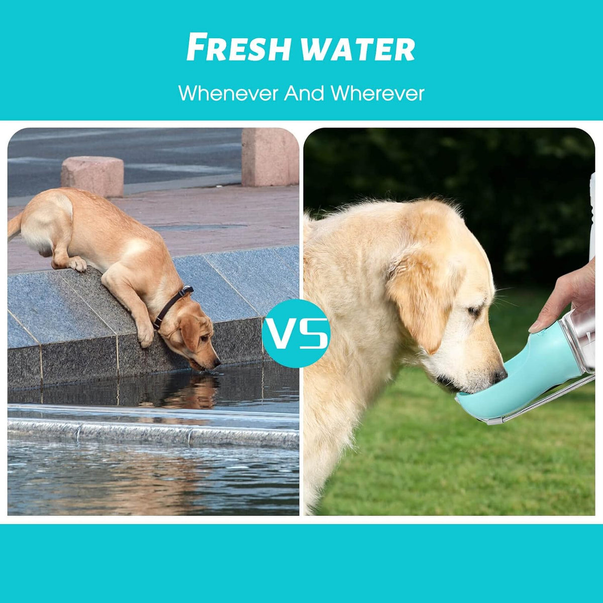 Kalimdor Dog Water Bottle, Leak Proof Portable Puppy Water Dispenser with Drinking Feeder for Pets Outdoor Walking, Hiking, Travel, Food Grade Plastic (19oz Blue)