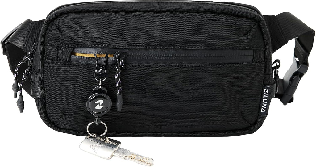 2L Sling Bag for Men & Women - Anti-Theft RFID Blocking Fanny Pack with Lockable Zippers, Water Resistant Lightweight Crossbody Bag for Travel Hiking Running Gym Walking Daily Use(X-Black)