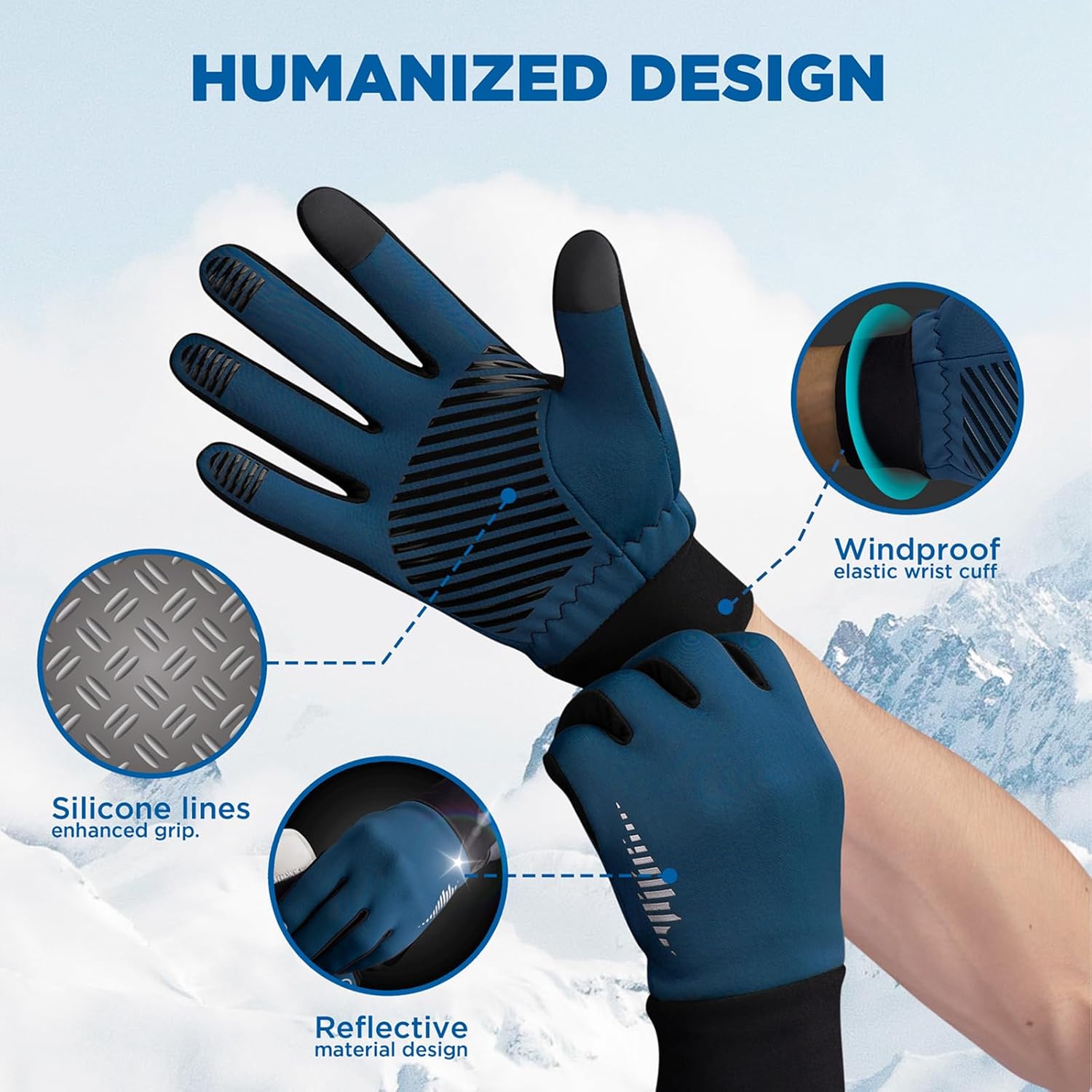 SIMARI Winter Gloves for Women Men - Cold Weather Thermal Touch Screen Ski Snow Glove Liners, Non-Slip Palm & Warm Fleece Lined, for Running Cycling Driving Hiking Walking Sports Outdoor Texting Work