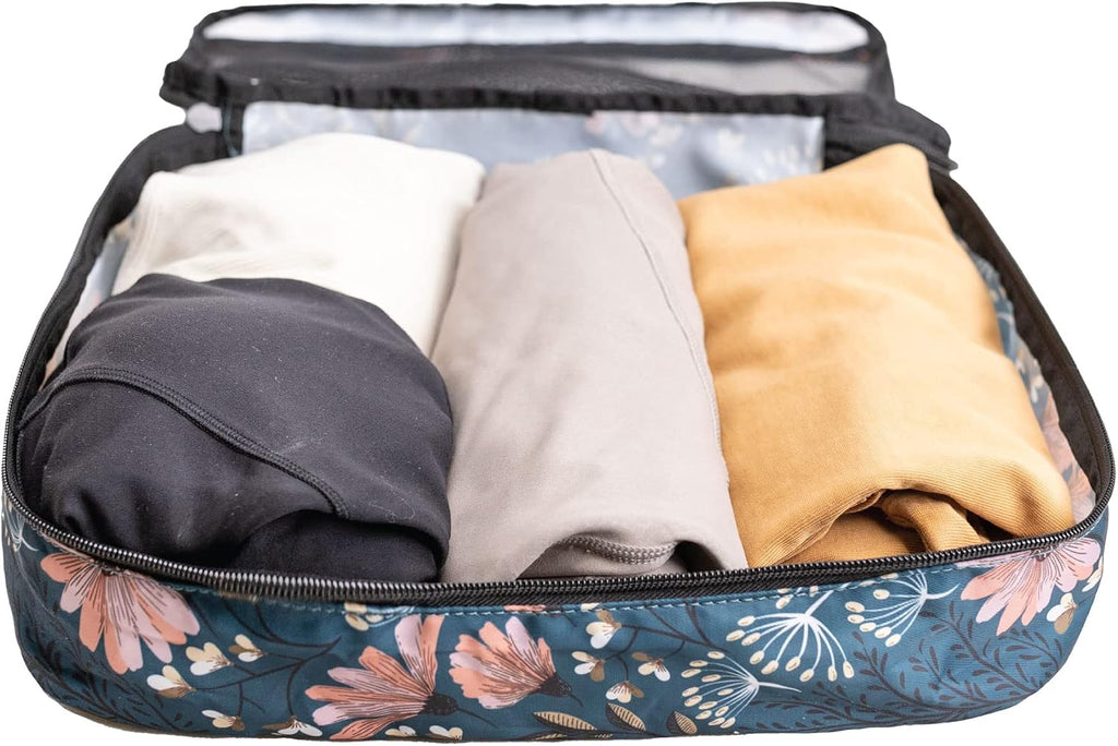 Jadyn Packing Cubes for Travel, 6-Piece Large Packing Cube Organizer Set for Suitcase, Duffel Bag, Luggage, Multiple Sizes Travel Essentials (Navy Floral)