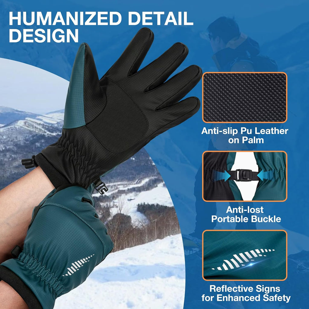 SIMARI Winter Waterproof Warm Gloves Women Men with Touchscreen Fingers, Ski Snow Windproof for Cold Weather Thermal, for Running Hiking Driving Cycling Outdoor Sports Daily Work