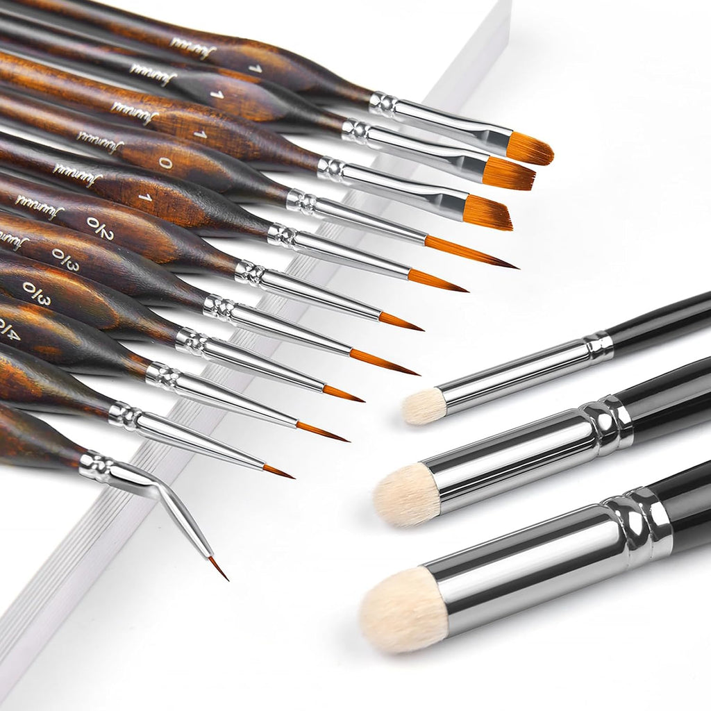 Miniature Paint Brushes, Fuumuui 11pcs Micro Detail Paint Brushes for Model, Paint by Numbers - Fine Detail Paint Brush Set for Acrylic, Watercolor, Oil